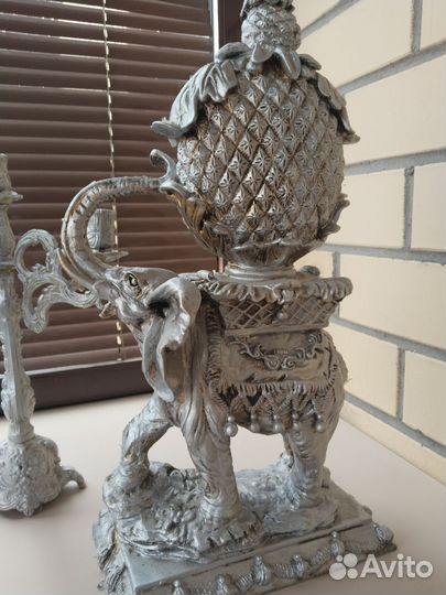 Старинный подсвечник+часы