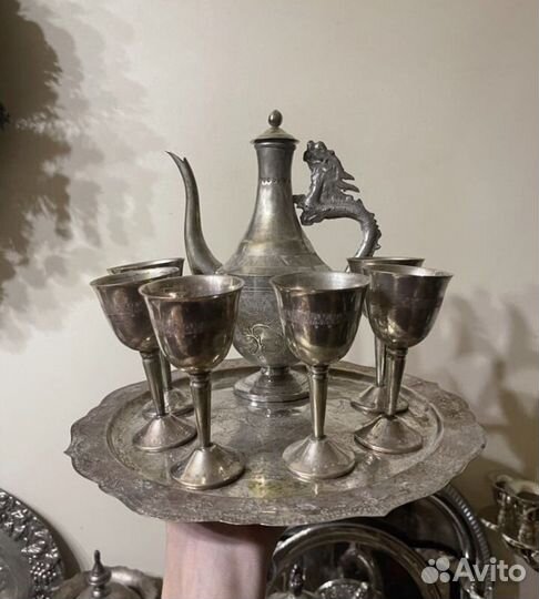 Коньячный ликерный набор старый Серебрение