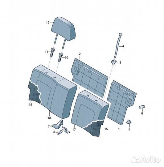 Сидение заднее Volkswagen Polo CWV 244305 2016