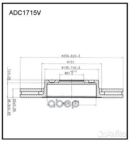 Диск торм. LADA nissan renault Largus ADC1715V