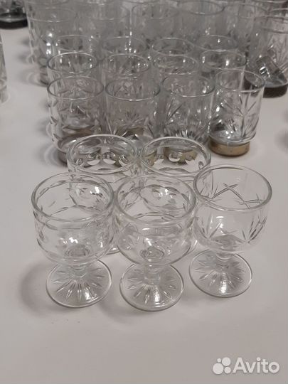 Рюмки, стопки с мельхиором. Хрусталь. Винтаж. СССР