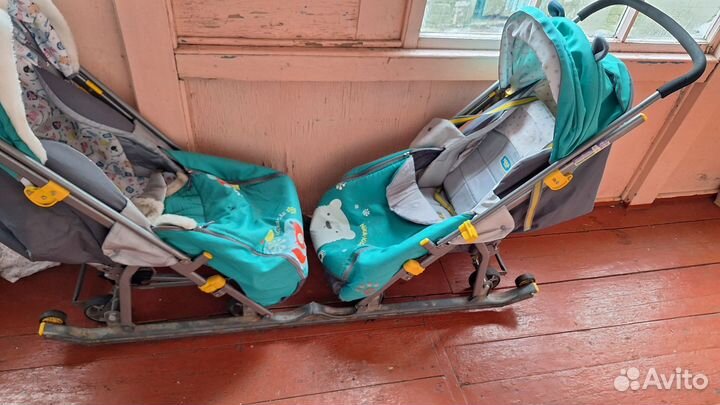 Детские санки коляска для двойни
