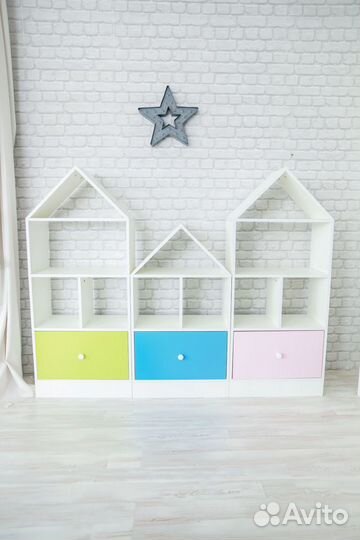 Стеллаж домик для игрушек и книг