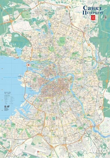 Карта Санкт-Петербург настенная