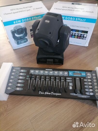 2 головы световых 60w c призмой + DJ контроллер