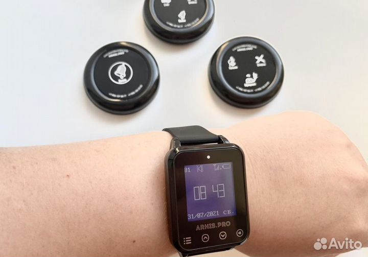 Кнопка вызова официанта Ультра IP67 и часы IP65