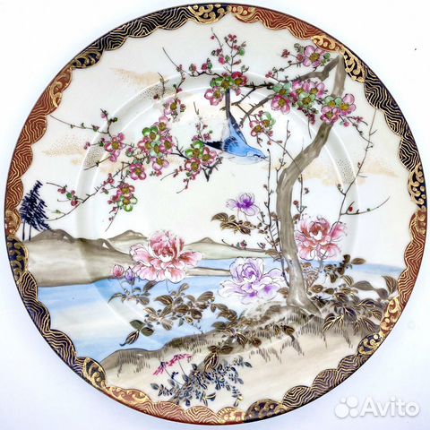 Антикварная японская фарфоровая тарелка, XIX век
