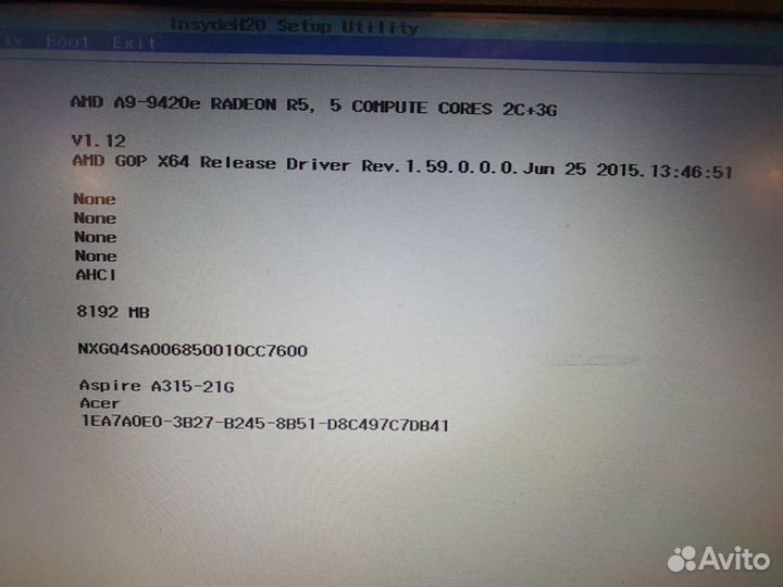 Acer a315-21G материнская плата