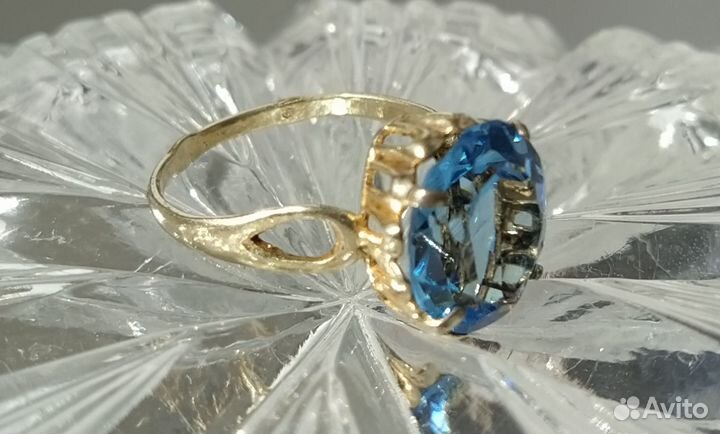 Кольцо перстень СССР серебро 875 позолота звезда