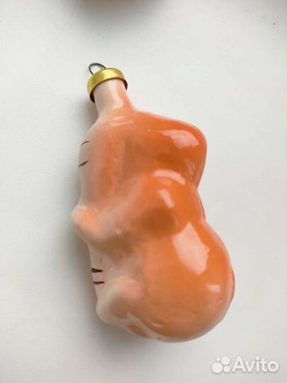 Елочные игрушки СССР мишка на ветке (берёзе)