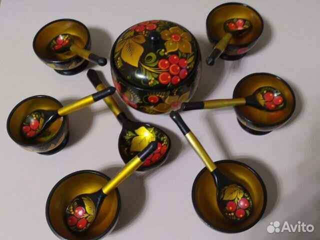 Набор для мёда. Хохлома. СССР. Винтаж