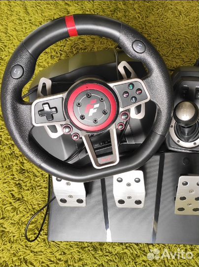Игровой руль 900 градусов 3 педали и кпп