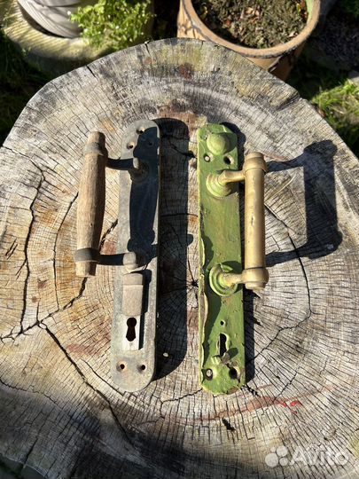 Дверная ручка старинная бронзовая латунная