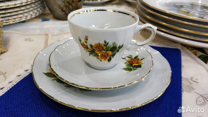 Чай-кофе трио Желтые розы Wunsiedel Porzellan
