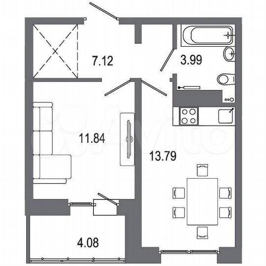 1-к. квартира, 40,6 м², 4/16 эт.