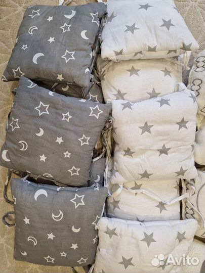 Бортики в детскую кроватку+простынь и одеяло