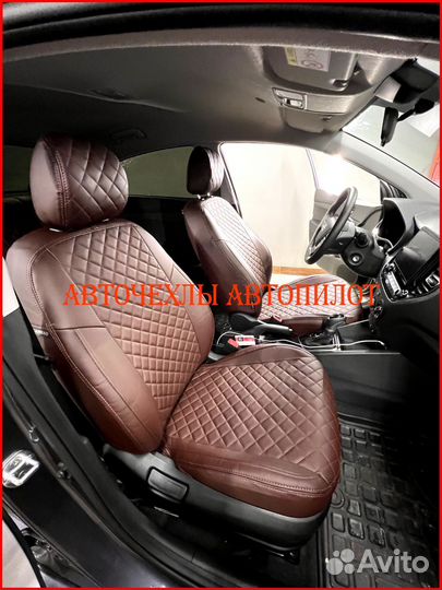 Чехлы Автопилот Hyundai Solaris 2 из экокожи Ромб