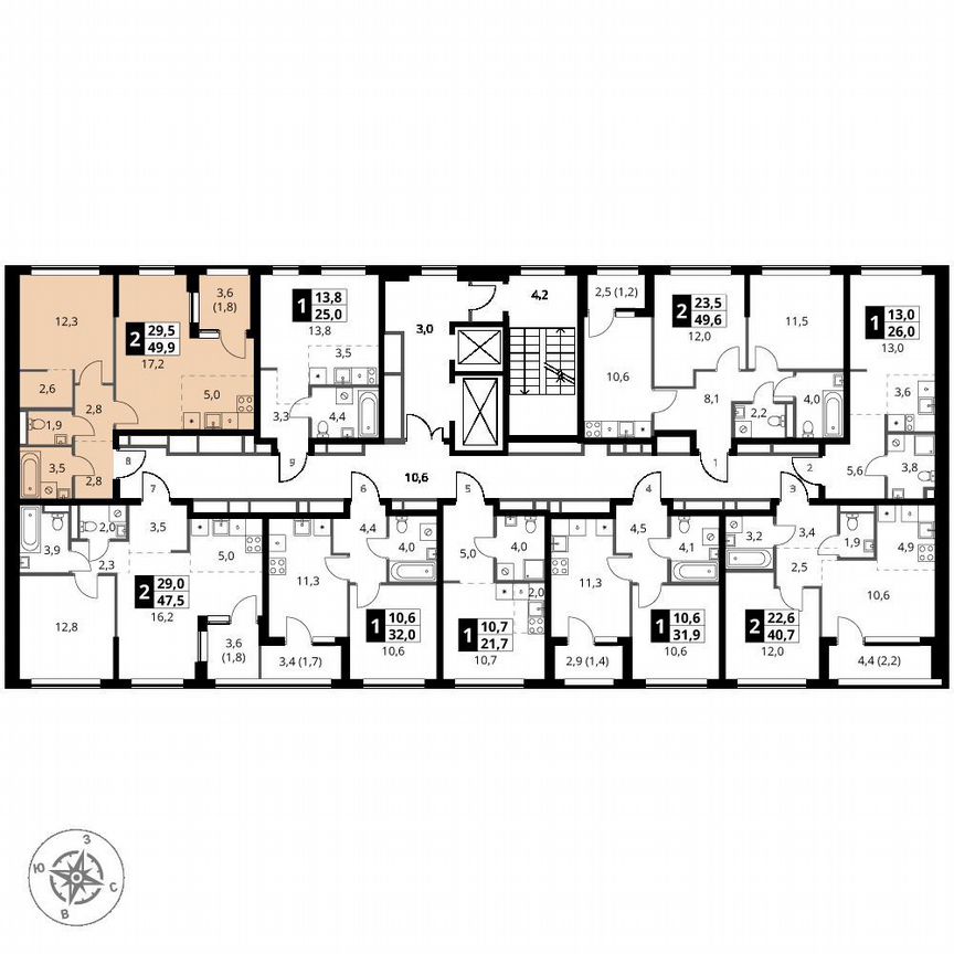 1-к. квартира, 49,9 м², 2/16 эт.