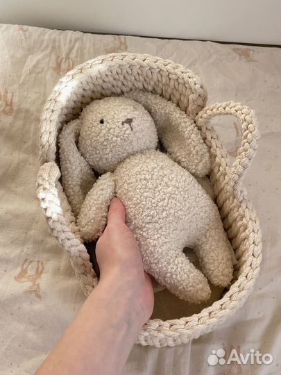 Мягкая игрушка зайка из букле, ручная работа