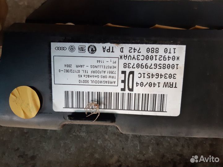 Подушки безопасности Volkswagen Touran 2004