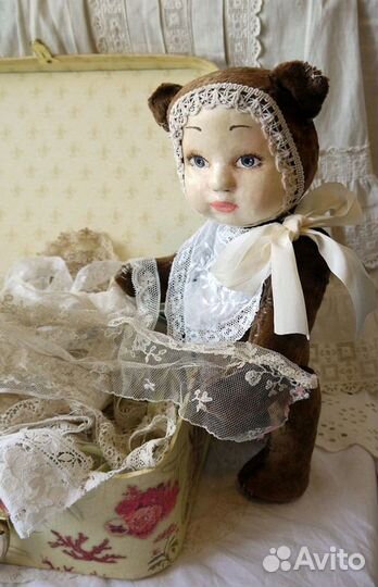 Авторские теддидоллы из антикварных тканей