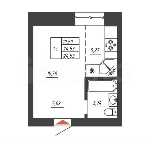 Квартира-студия, 24,5 м², 1/10 эт.