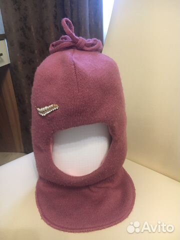 Шапка шлем для девочки 52 54 зима