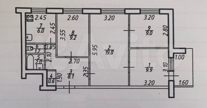 4-к. квартира, 70 м², 9/9 эт.