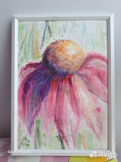 Картина акварелью цветы, Картина с котом