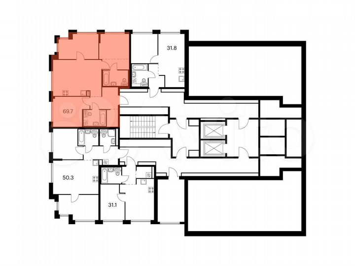 3-к. квартира, 69,7 м², 32/32 эт.