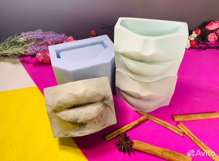 Силиконовая фoрма молд губы венеры кашпо ваза гипс