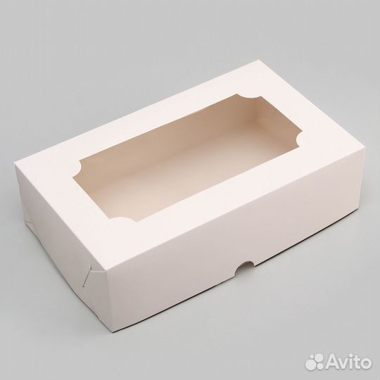 Коробка складная с окном под зефир, белый, 25 х 15