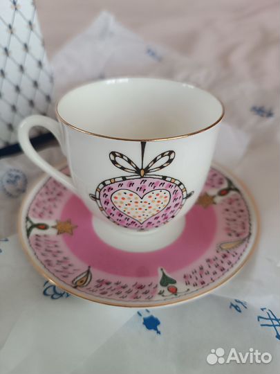 Чашка с блюдцем кофейная костяной фарфор ифз