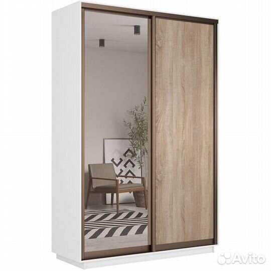Шкаф-купе 2-дверный шкаф Оптим Двери Зеркало Бронз