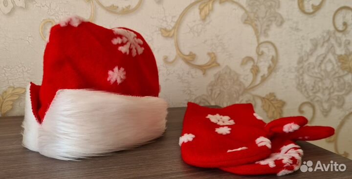 Шапка для Деда Мороза + варежки