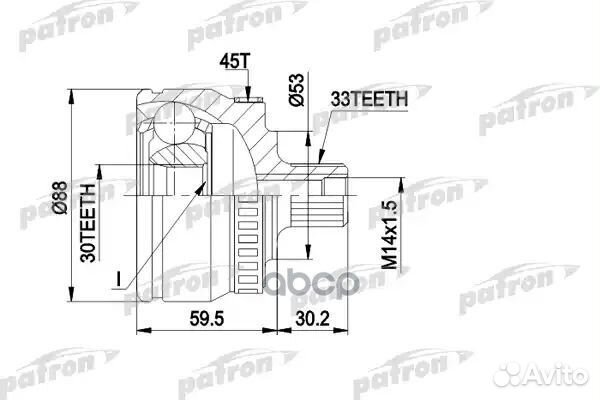 ШРУС наружн к-кт 33x53x30 ABS:45T VW: passat 96