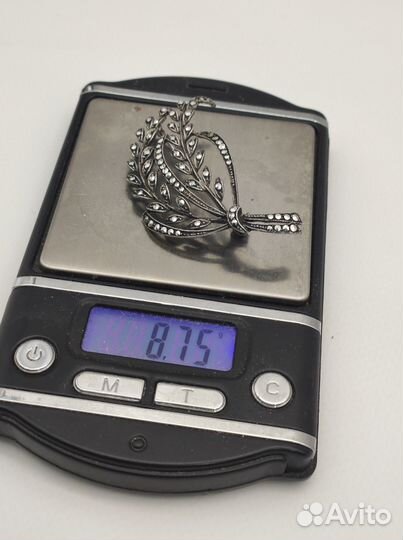 Брошь серебро Стерлинг марказиты сер. XX в. №