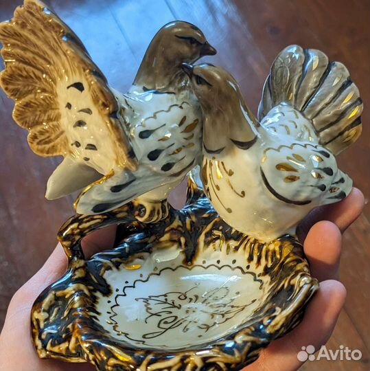 Подсвечник - пепельница «влюблённые голуби» Фарфор