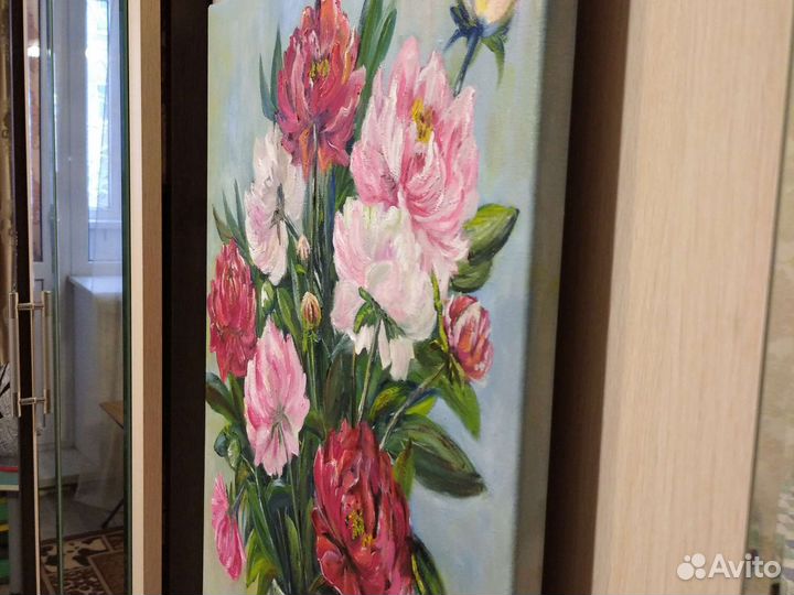 Картина маслом на холсте Пионы