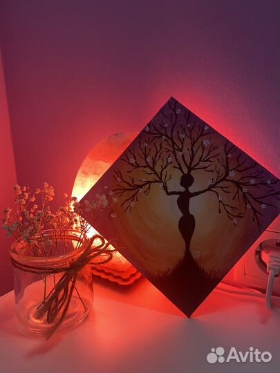 Картина акрилом цветущее дерево