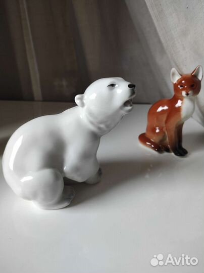 Фарфор лфз Мишка и Огневушка-поскакушка из сказки