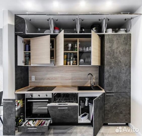 Кухонный гарнитур серый цена за всё