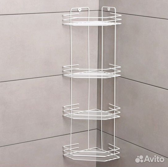 Полка для ванной угловая 4х ярусная белая