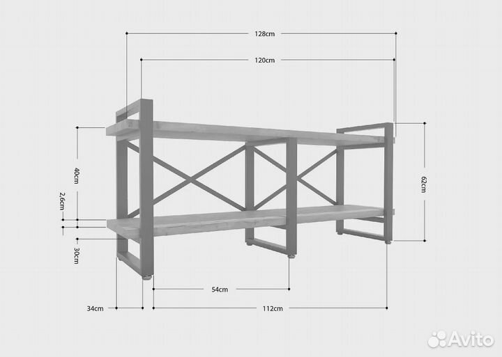 Тумба под тв Айсберг Лофт 120 черный/дуб крафт таб