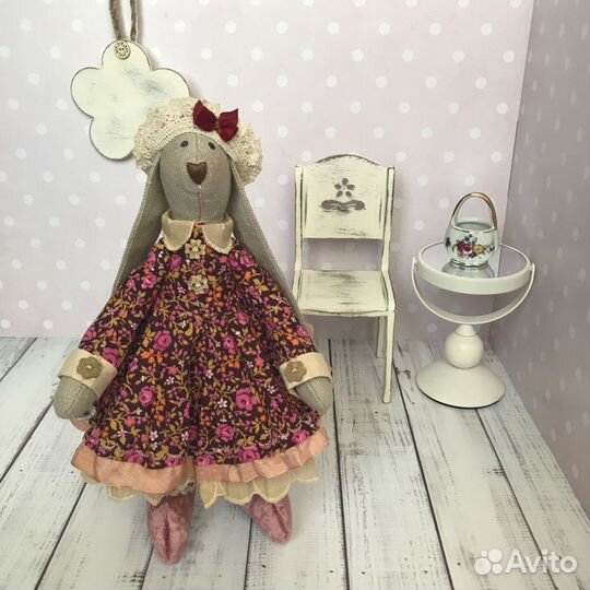 Зайка льняной в стиле Тильда