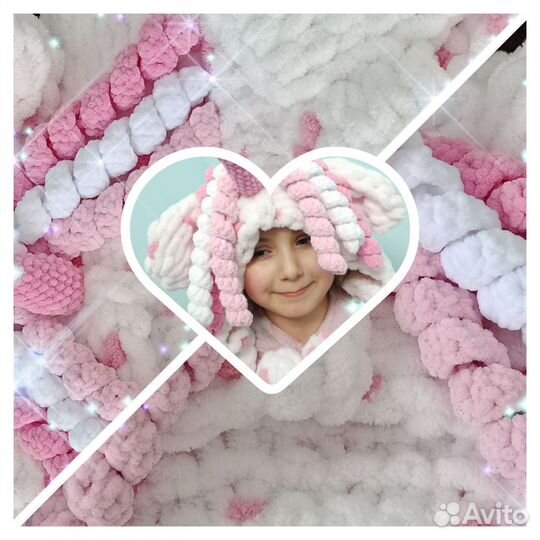 Единорог Плед детский вязаный ручная работа