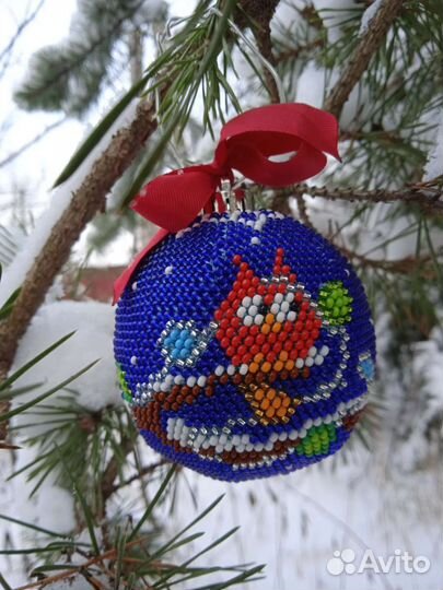 Шар ёлочный из бисера