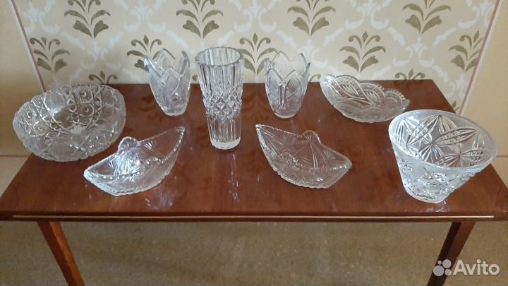 Хрустальные вазы, посуда
