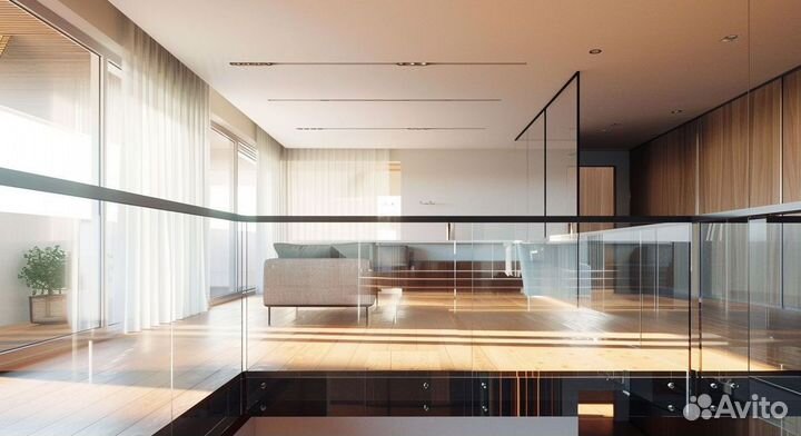 Ограждение лестницы из стекла