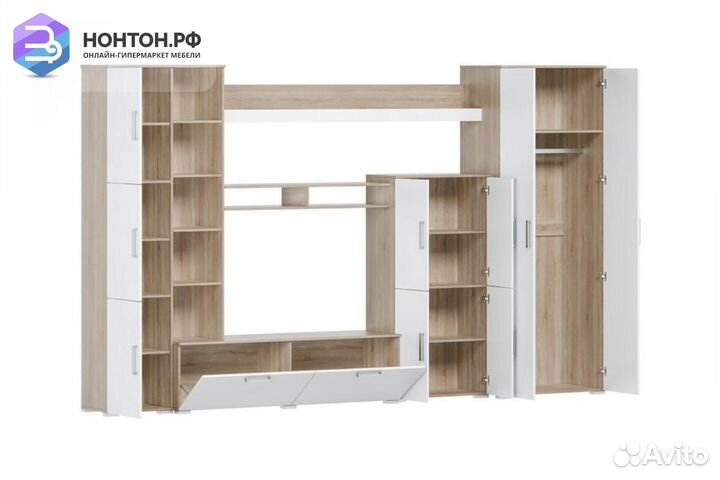 Стенка Атлантида-5 дуб сонома светлый / белый